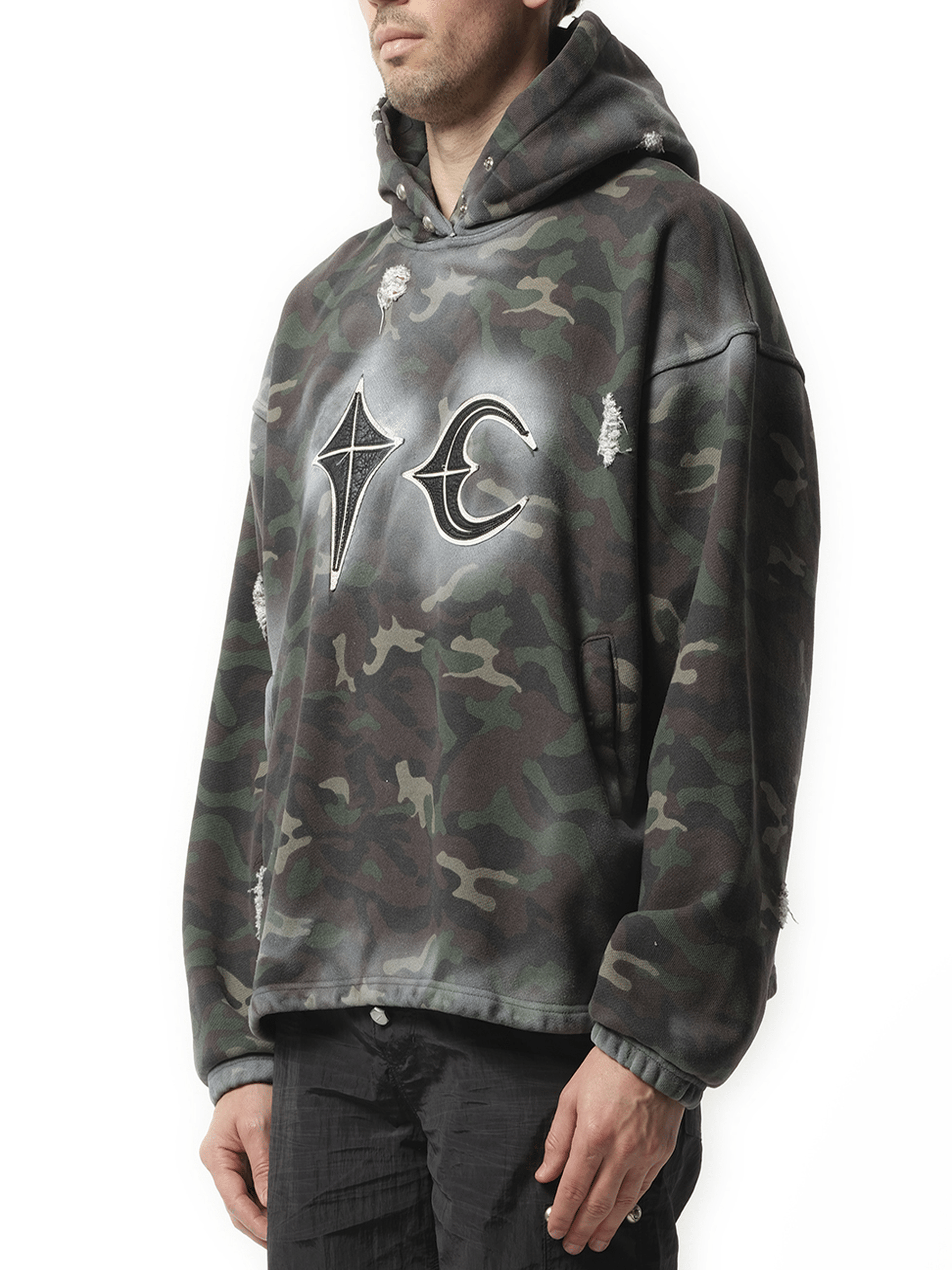Thug Club Sprayed Camoflage Rock Hoodie in Camo