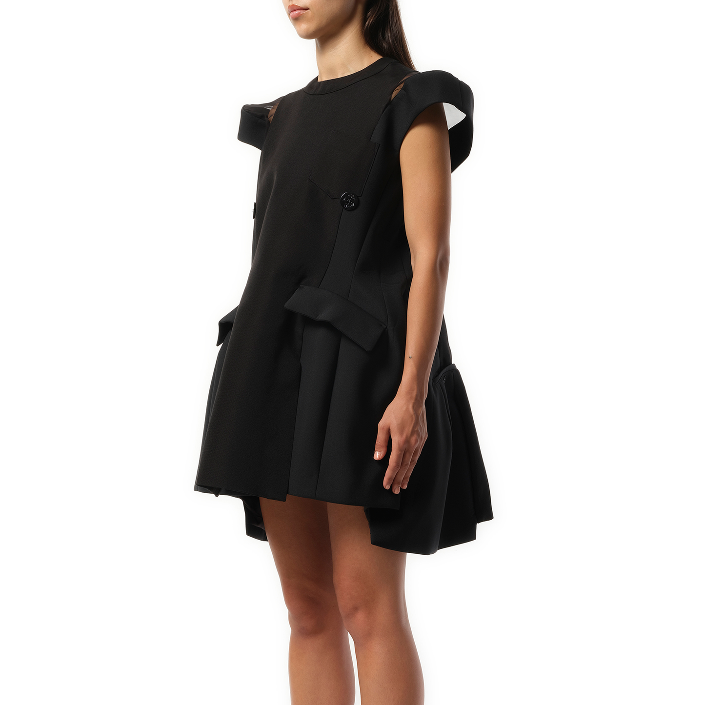 Double-Faced Silk Cotton Dress in Black