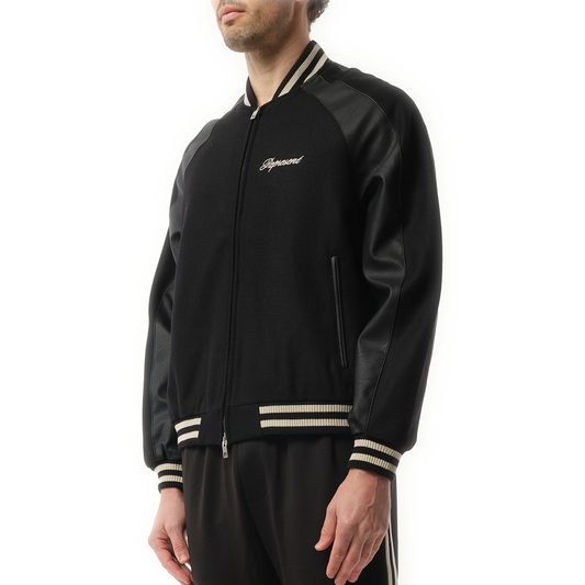 Raglan Varsity Jacket in Black