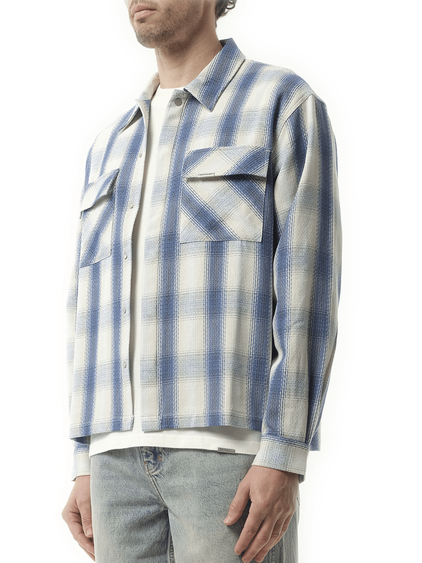 Represent Season Flannel Shirt in Mid Blue