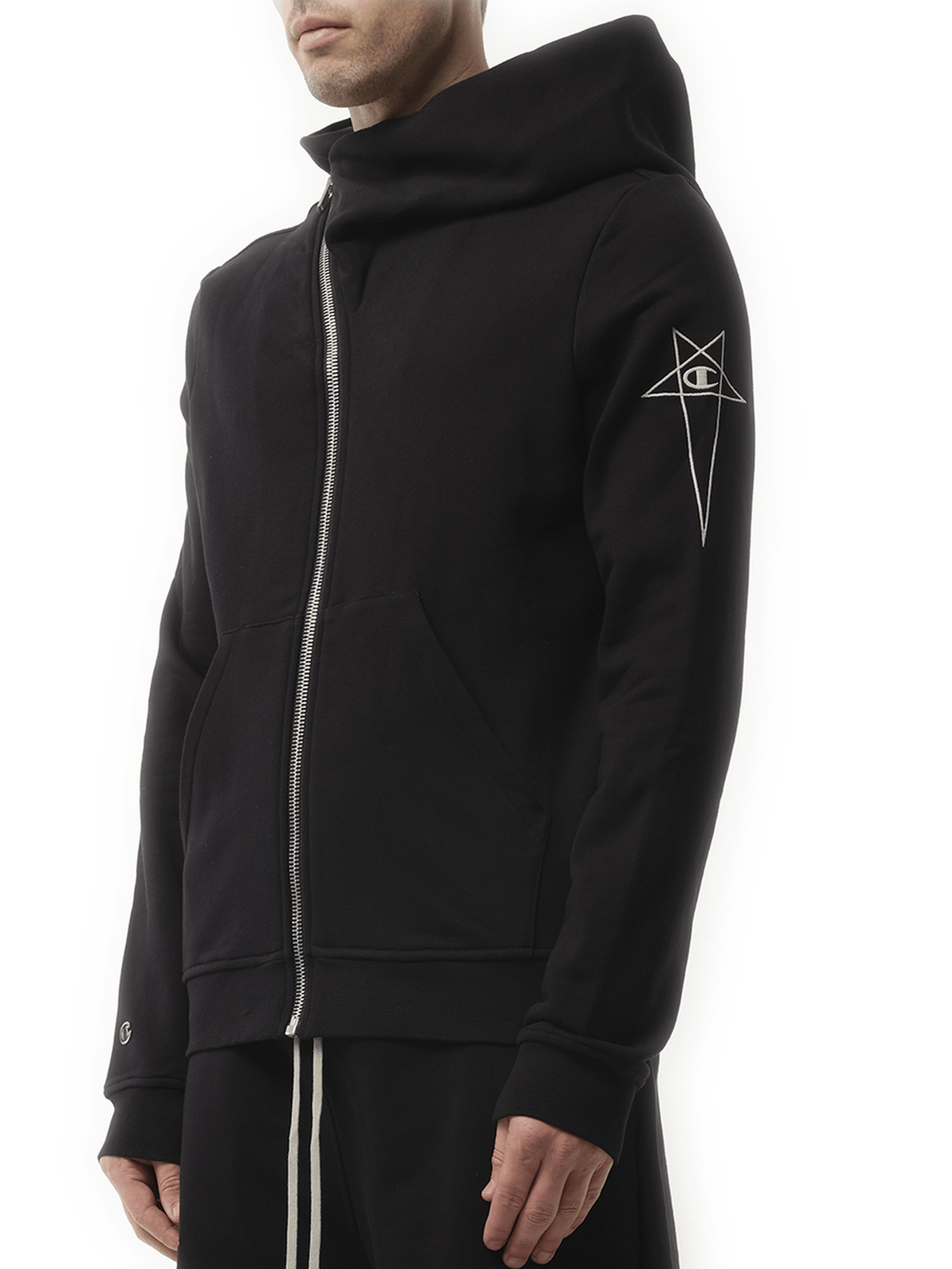 Rick Owens Drkshdw Champion x Drkshdw Mountain Hoodie in Black