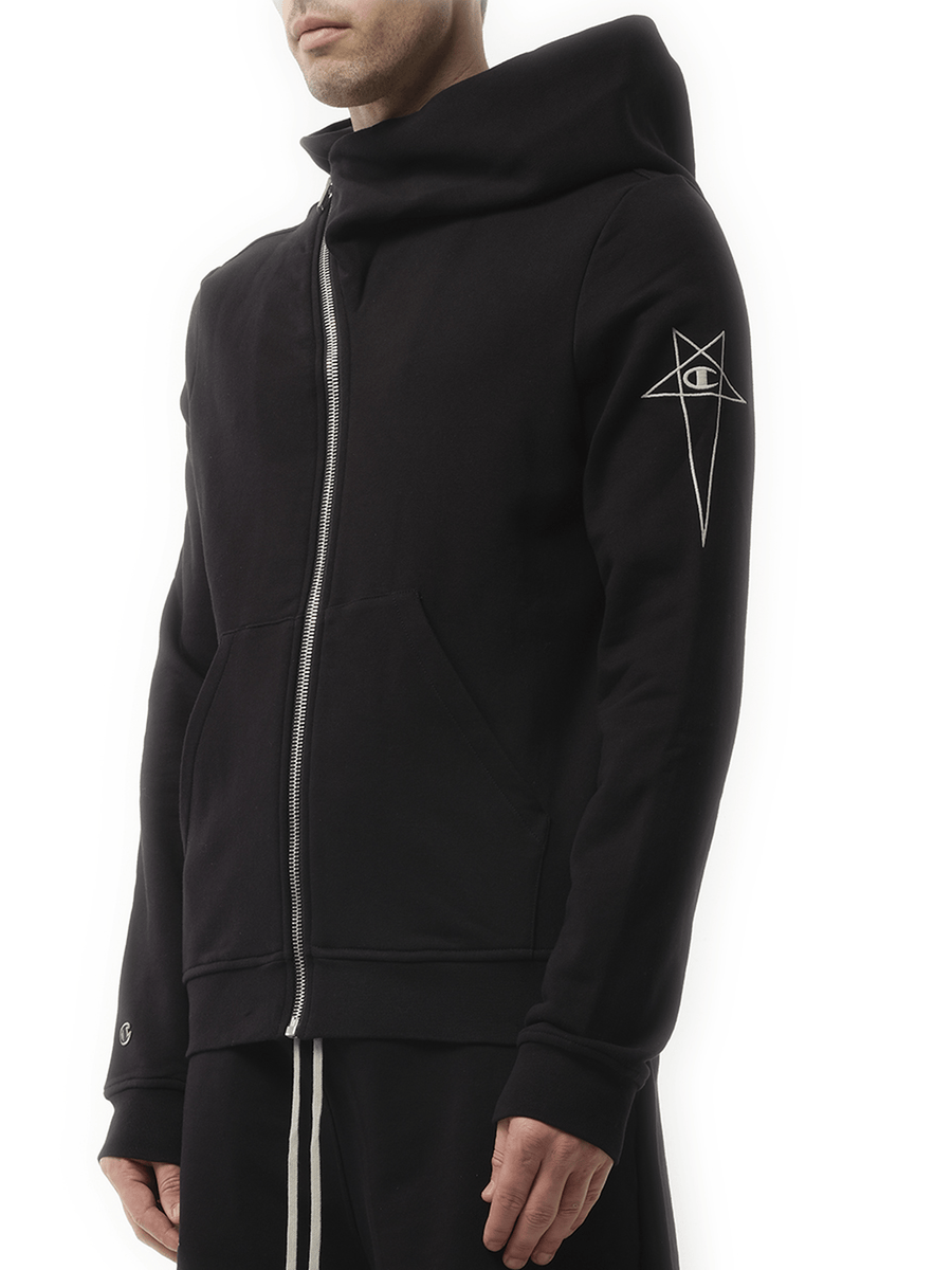 Rick Owens Drkshdw Champion x Drkshdw Mountain Hoodie in Black