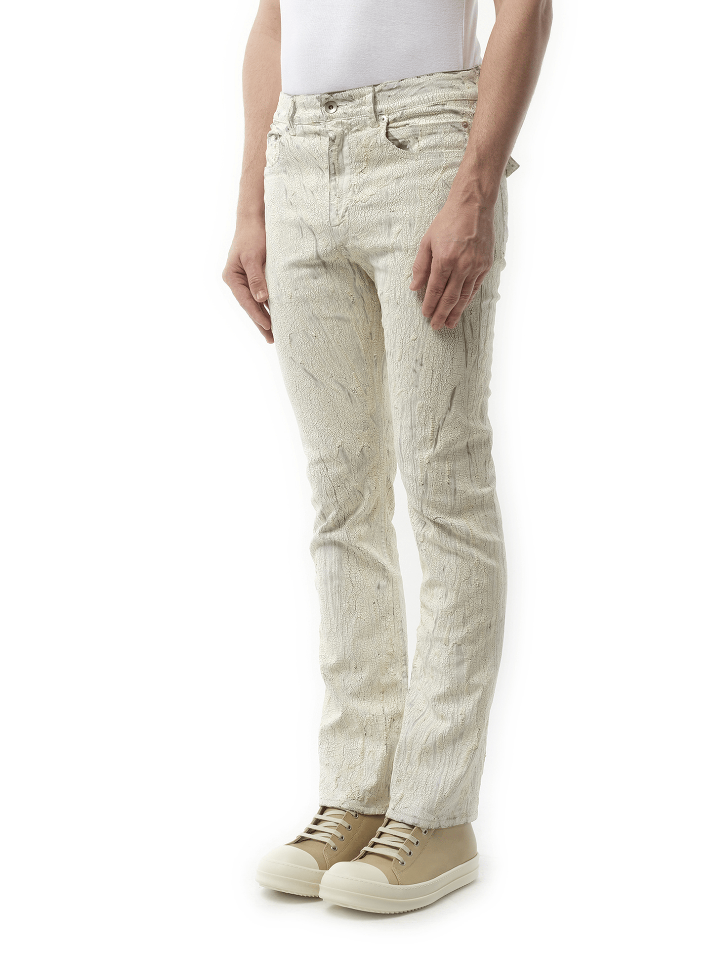 Rick Owens Headon Utility Denim Pants in Milk