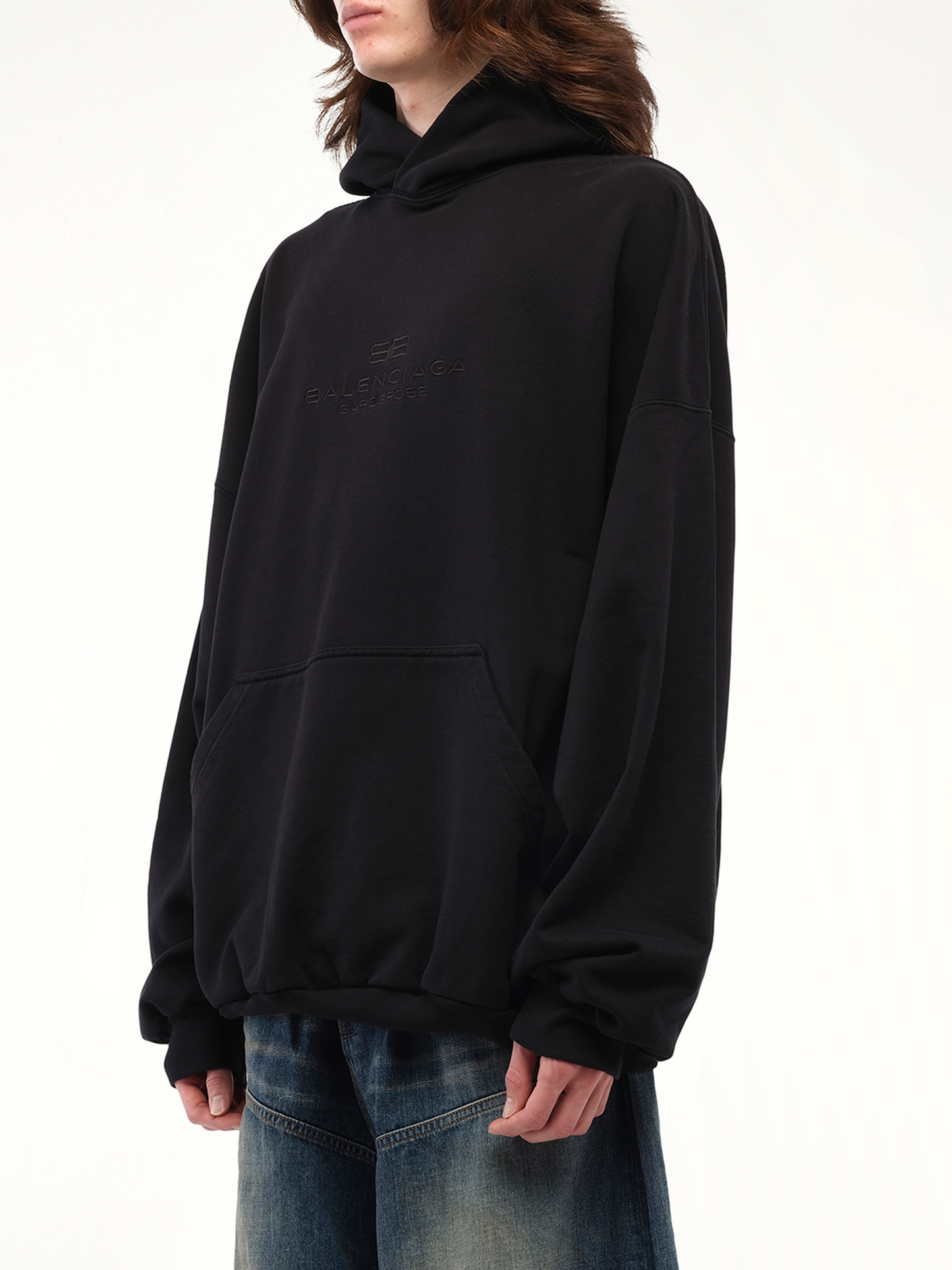 Balenciaga BB Embroidery Large Fit Hoodie in Black