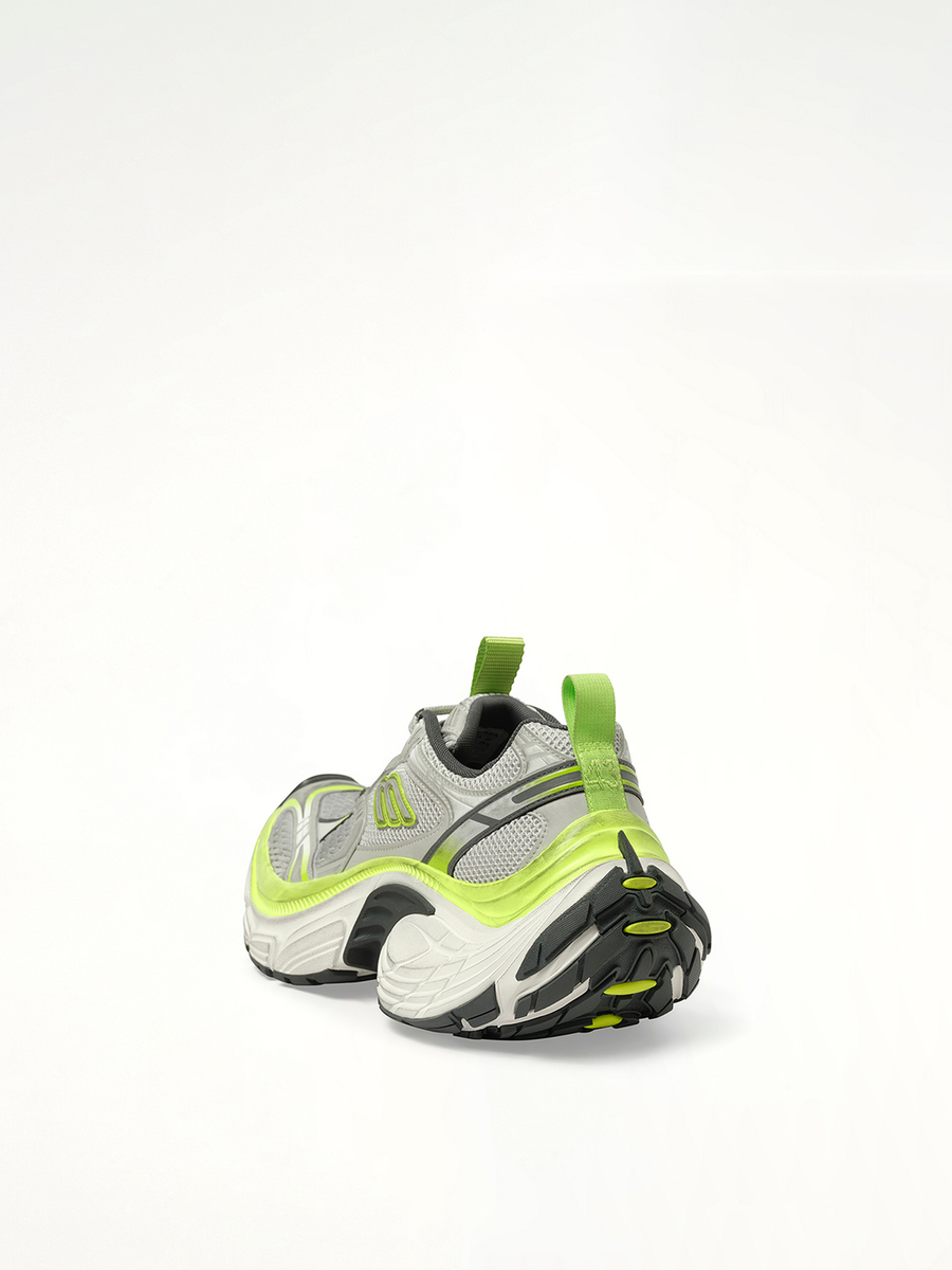 6XL Sneaker in Grey/White/Green/Fluo Yellow Back View | BALENCIAGA