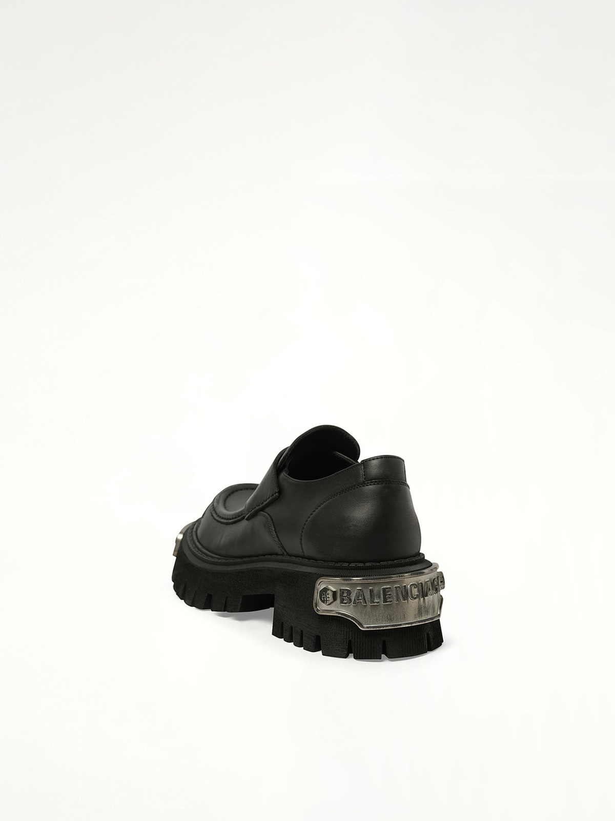 Tractor Loafer L20 in Black/Silver Back View | BALENCIAGA