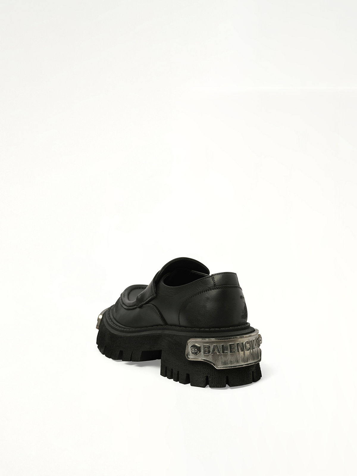 Tractor Loafer L20 in Black/Silver Back View | BALENCIAGA