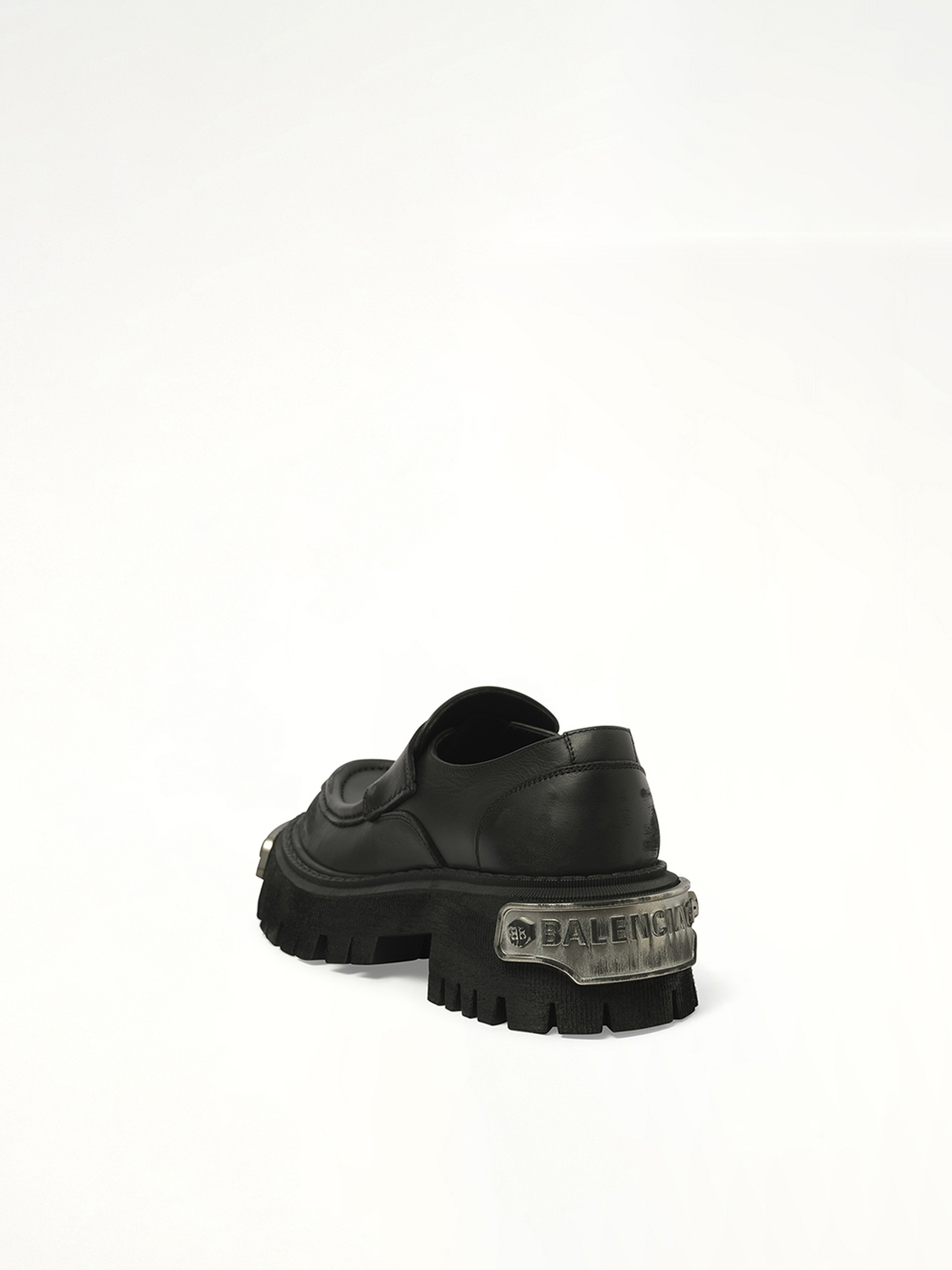 Tractor Loafer L20 in Black/Silver Back View | BALENCIAGA