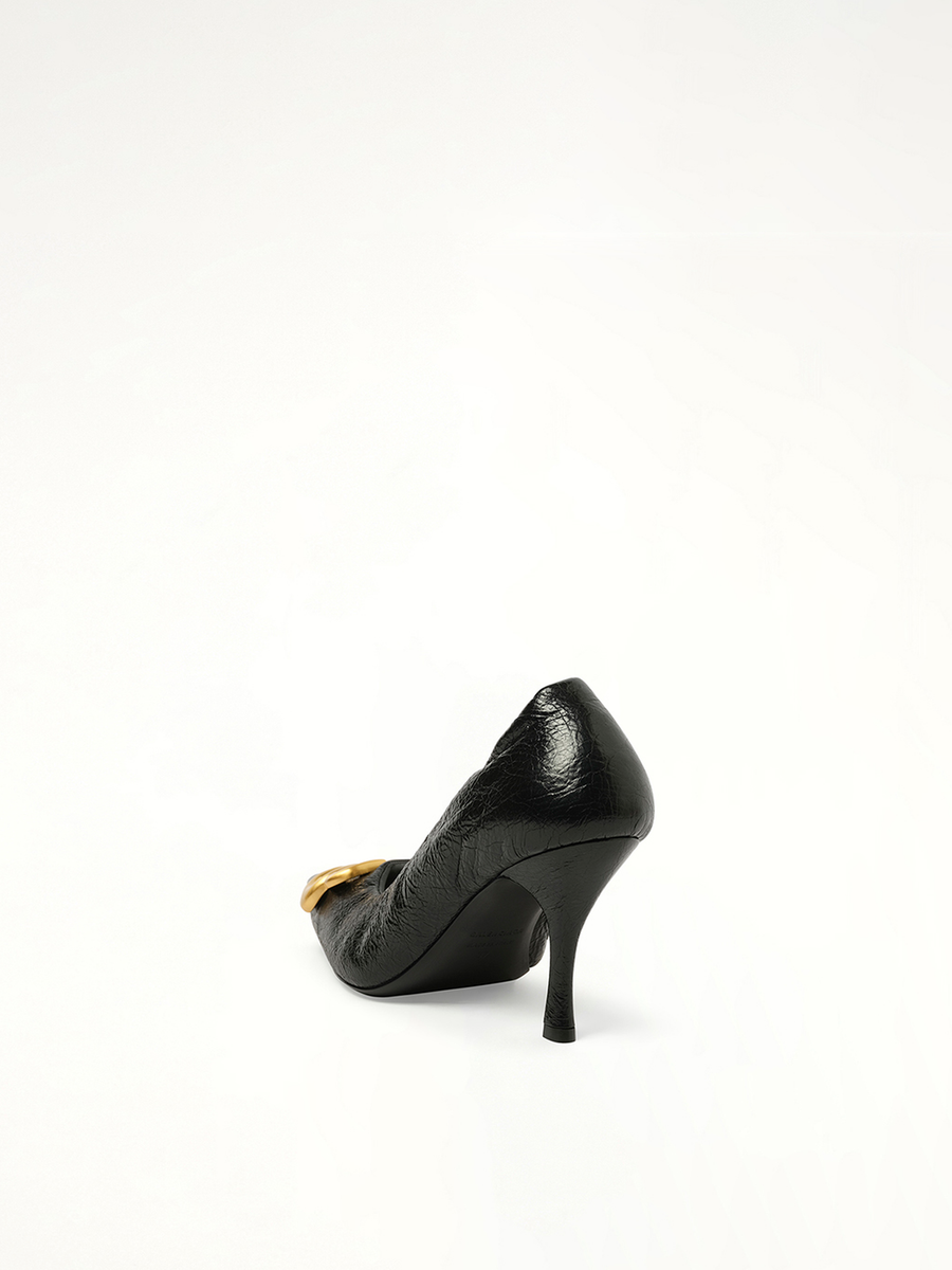 Monaco Pump BB H90 in Black/Gold Back View | BALENCIAGA