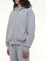 Rhude Classique Full-Zip Hoodie in Heather Gray