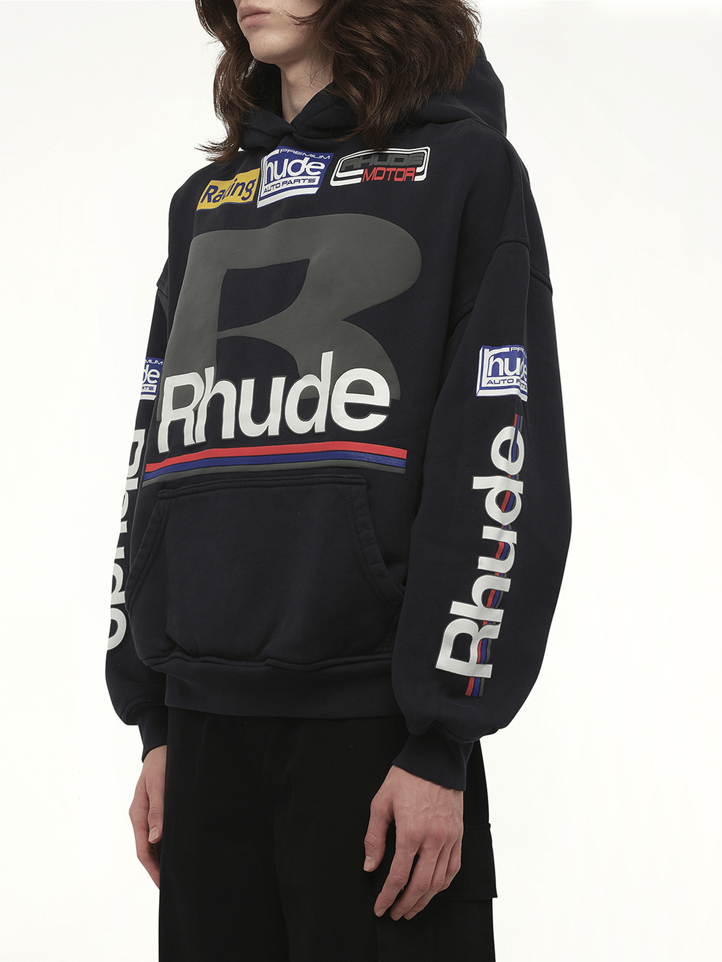 Rhude Petrol Patch Hoodie in Vintage Black