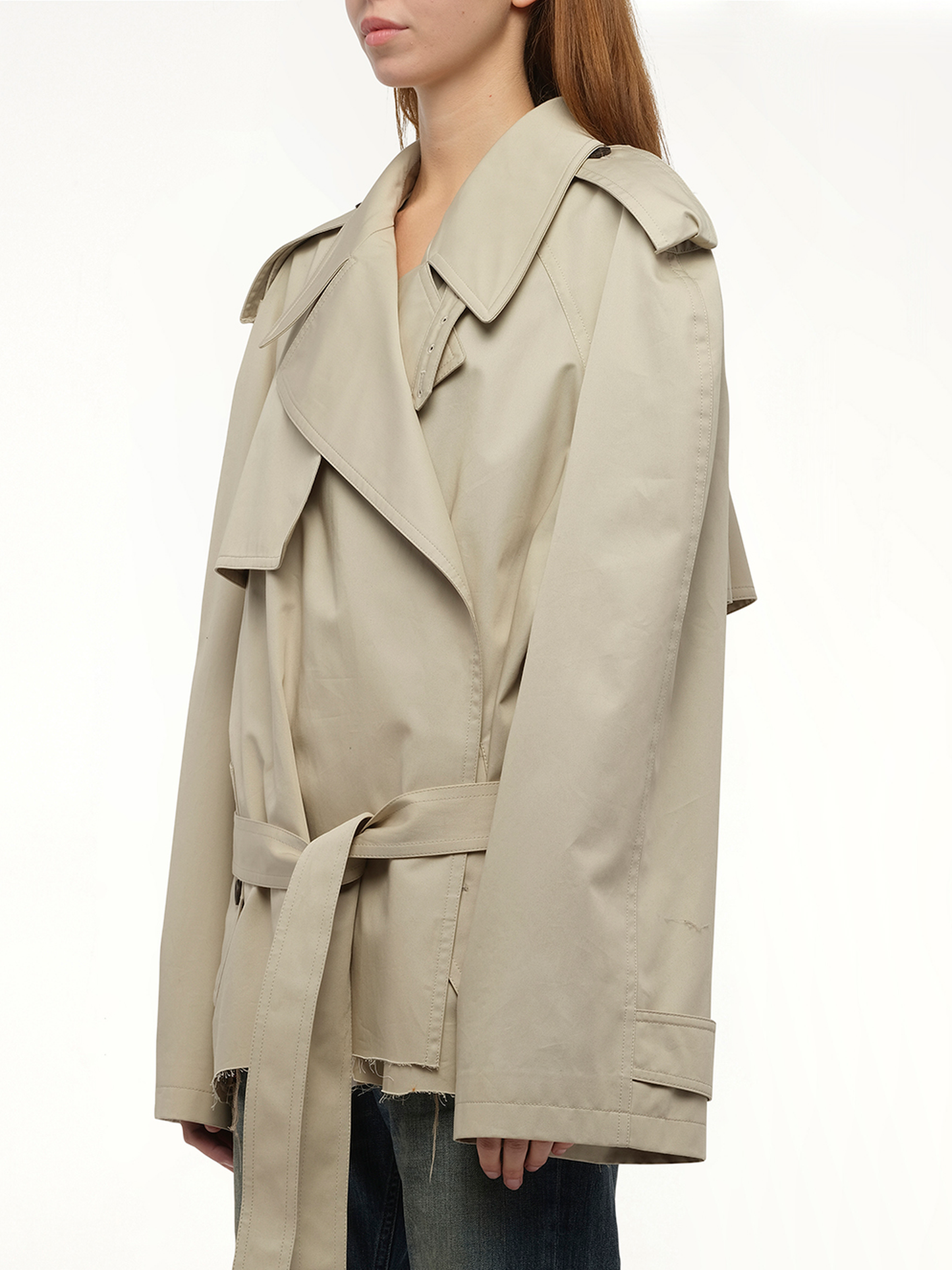 Balenciaga Cropped Trench Coat in Beige