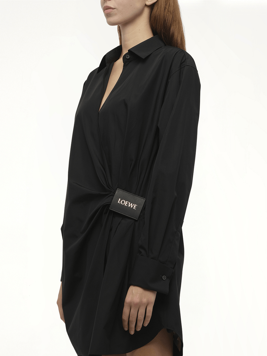Loewe Draped Shirt Dress in Black