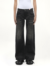 Dirty Wash Straight Jeans in Black