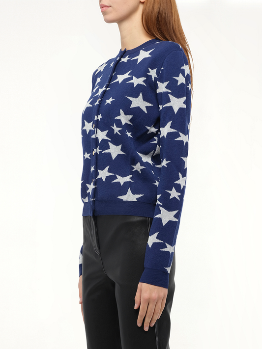 Lurex Stars Cardigan in Navy