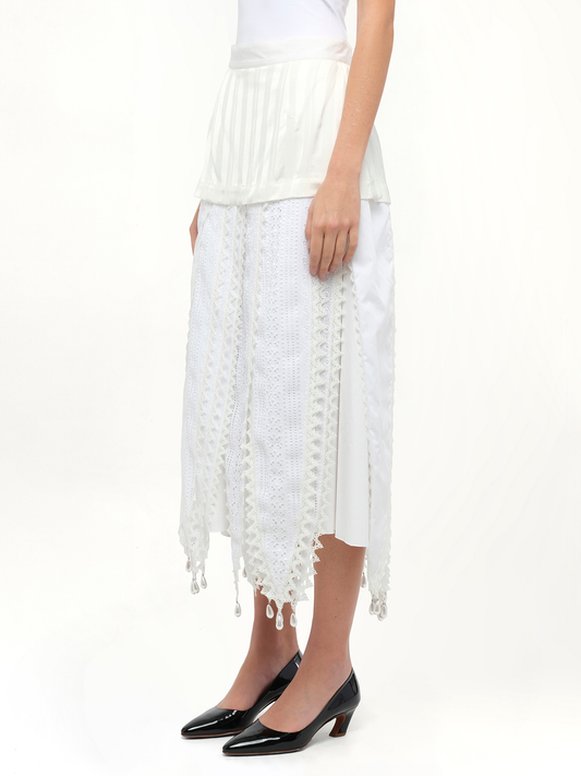 Lace Petal Skirt in White