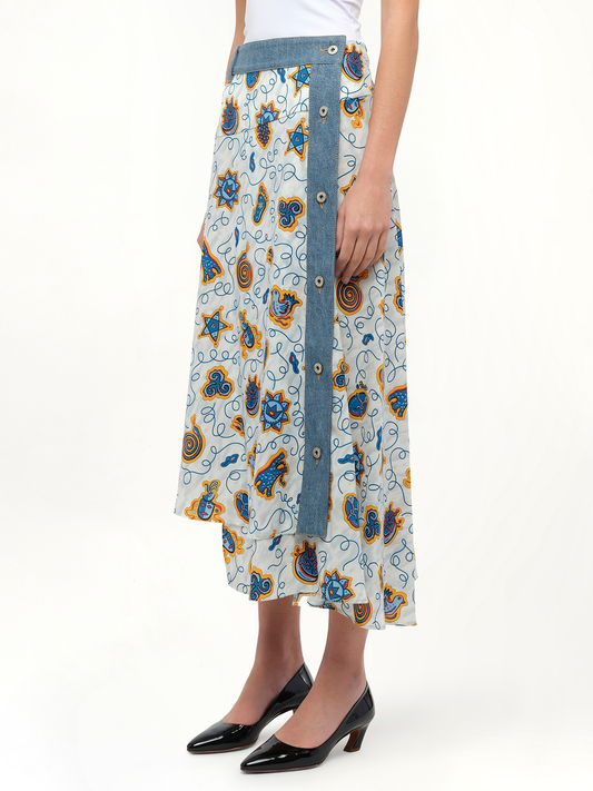 Loewe x Paula Prt Skirt Denim in White