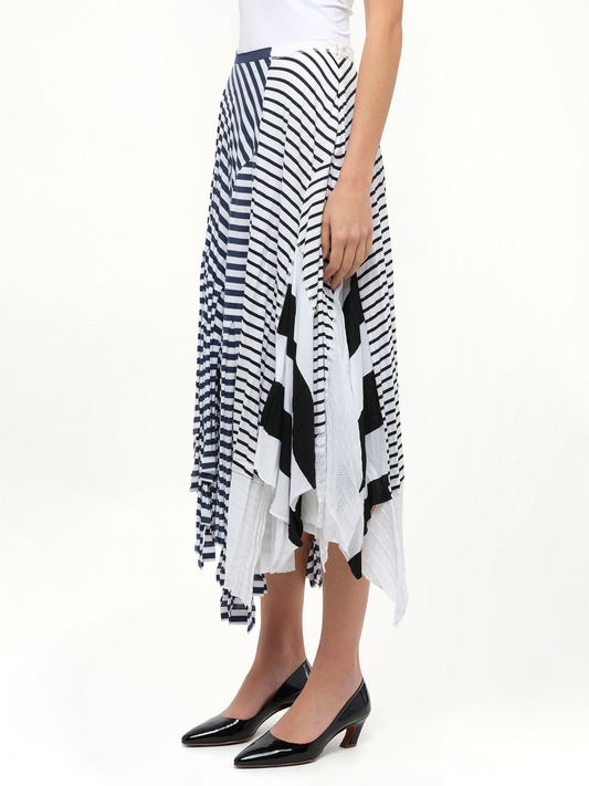 Stripe Jersey Skirt in Navy