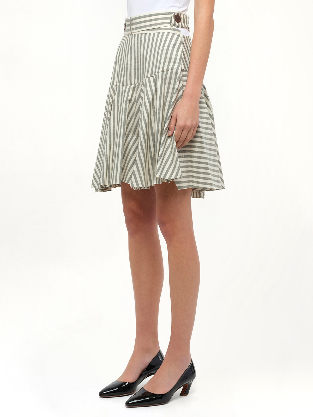 Stripe Skater Skirt in White