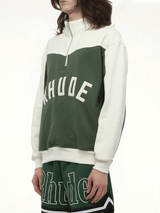 Rhude Rhude Monaco Half-Zip Sweatshirt in Hunter Green/Cream