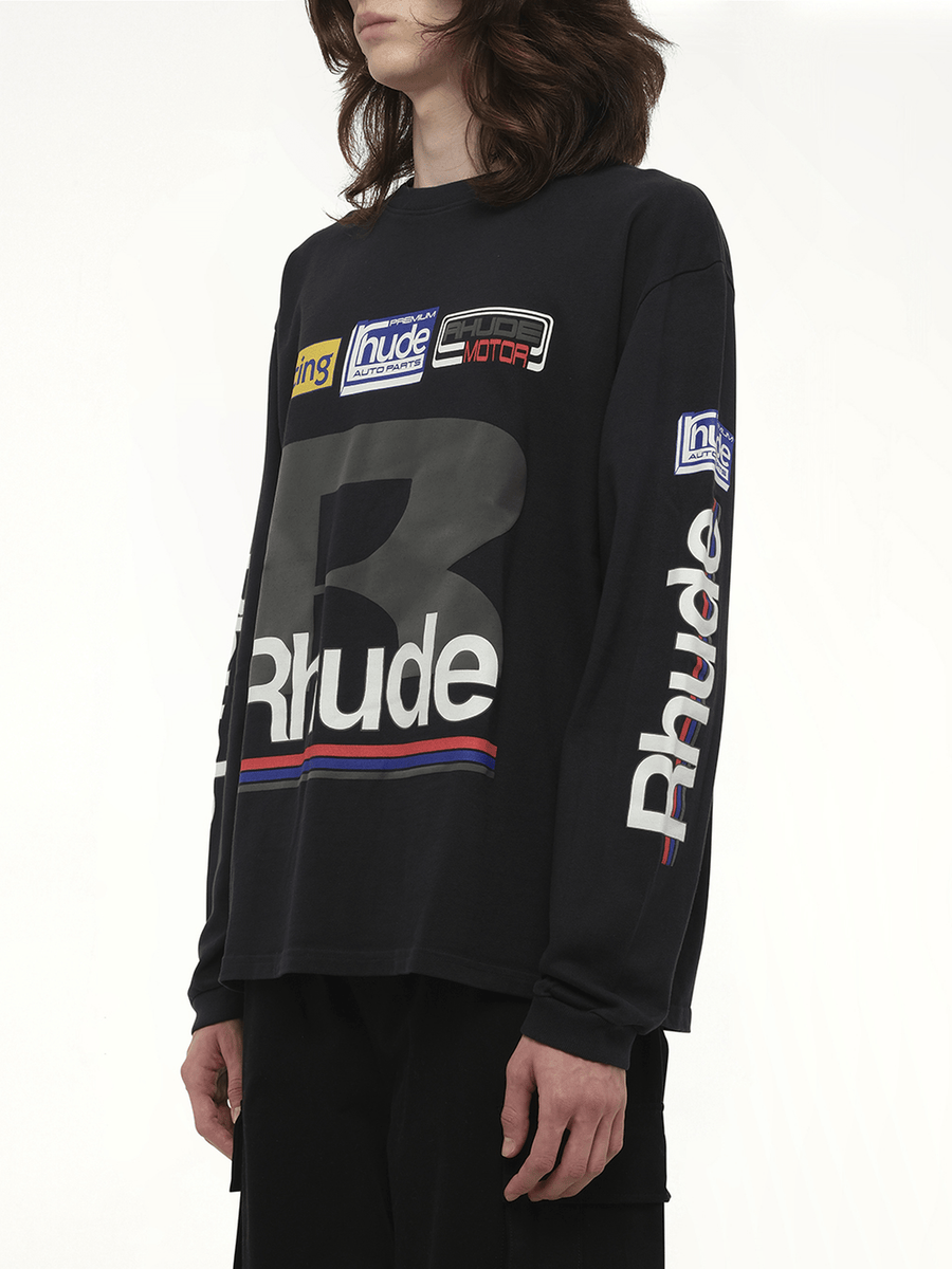 Rhude Petrol Patch Long Sleeve T-Shirt in Vintage Black