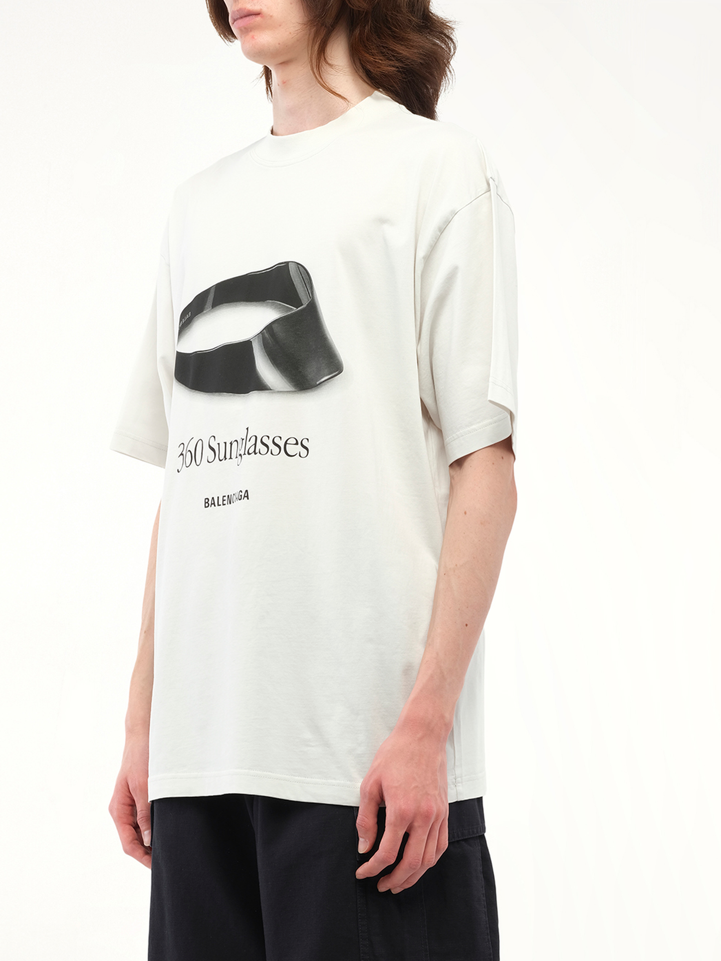 Balenciaga 360 Sunglasses Medium Fit T-Shirt in Dirty White