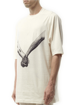 Rick Owens Jumbo SS "Holding Hands" T-Shirt in Natural/Black
