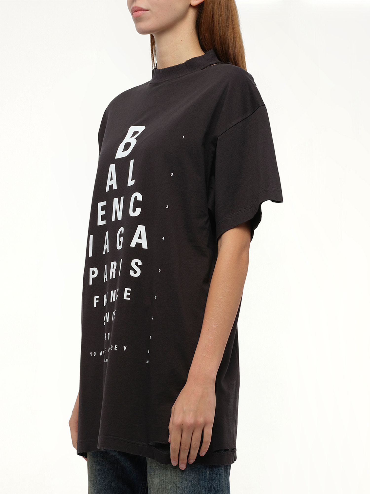 Balenciaga Eye-Test Oversized T-Shirt in Washed Black/White