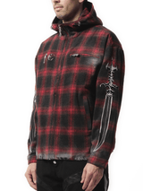 Thug Club Arab Sword Flannel Zip-up Jacket in Red