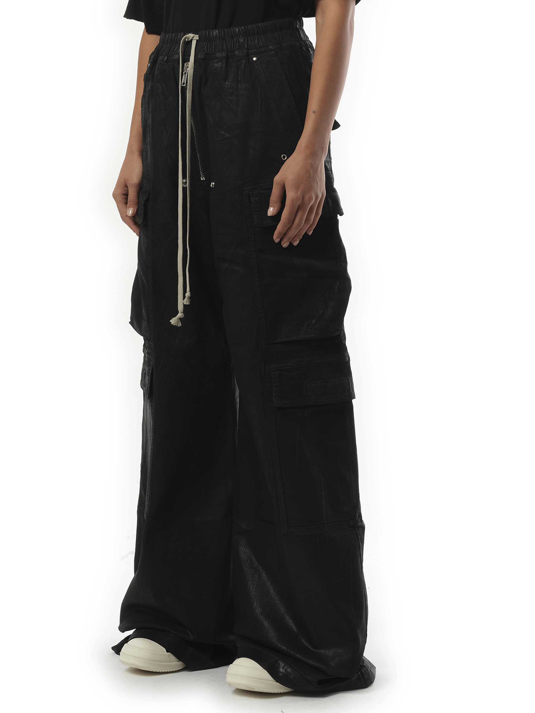 Rick Owens Drkshdw Denim Double Cargo Jumbo Belas in Black