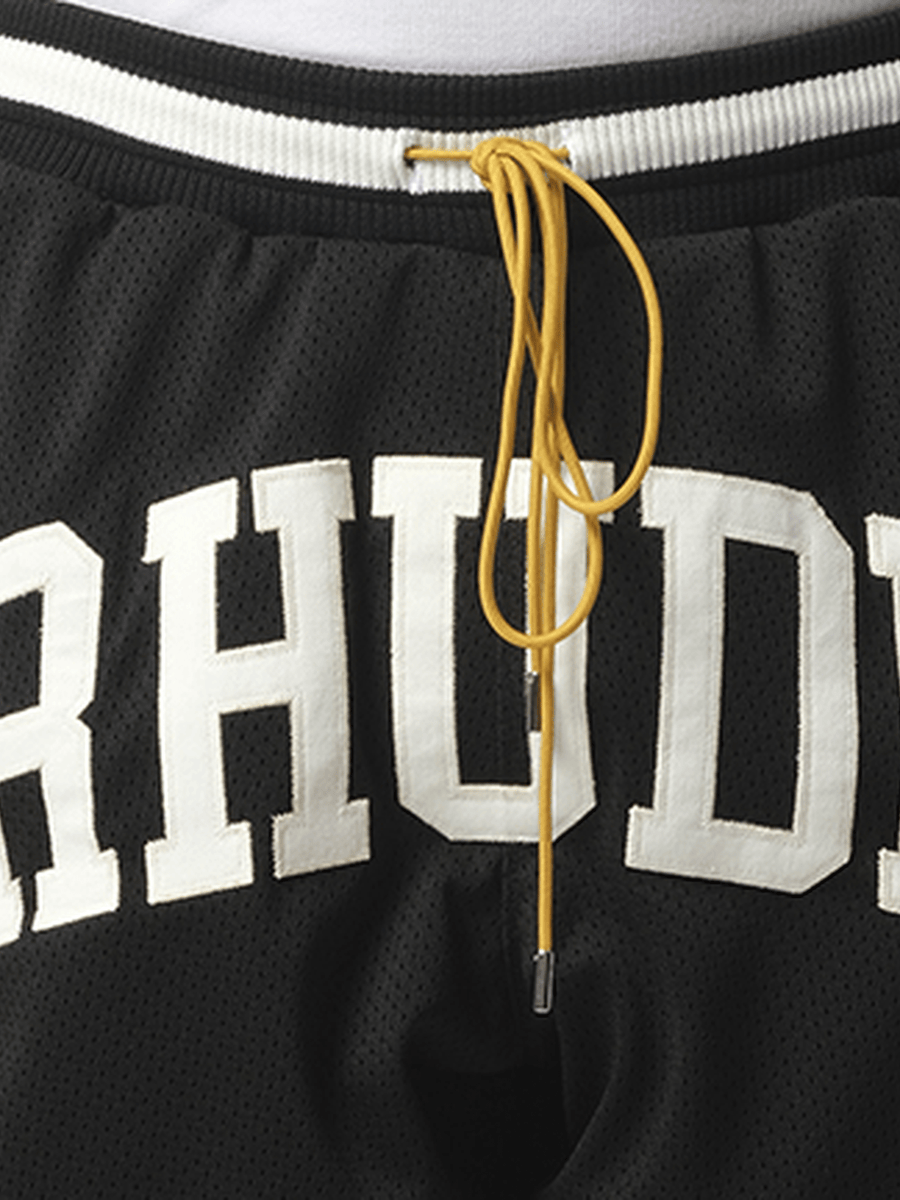 Rhude Rhude Collegiate Basketball Shorts in Black/White