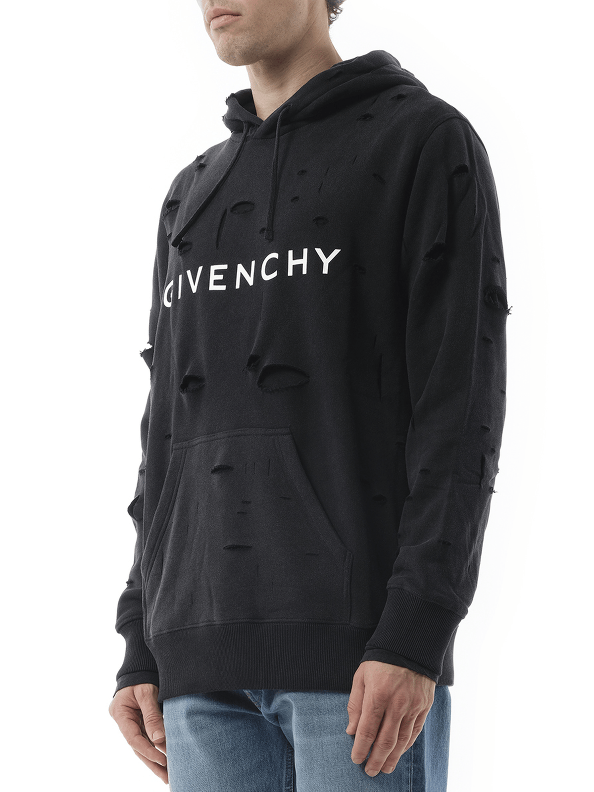 Givenchy Archetype Hoodie with Destroyed Effect in Faded Black