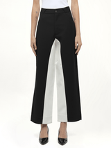Black & White Stitched Suit Pants in Black