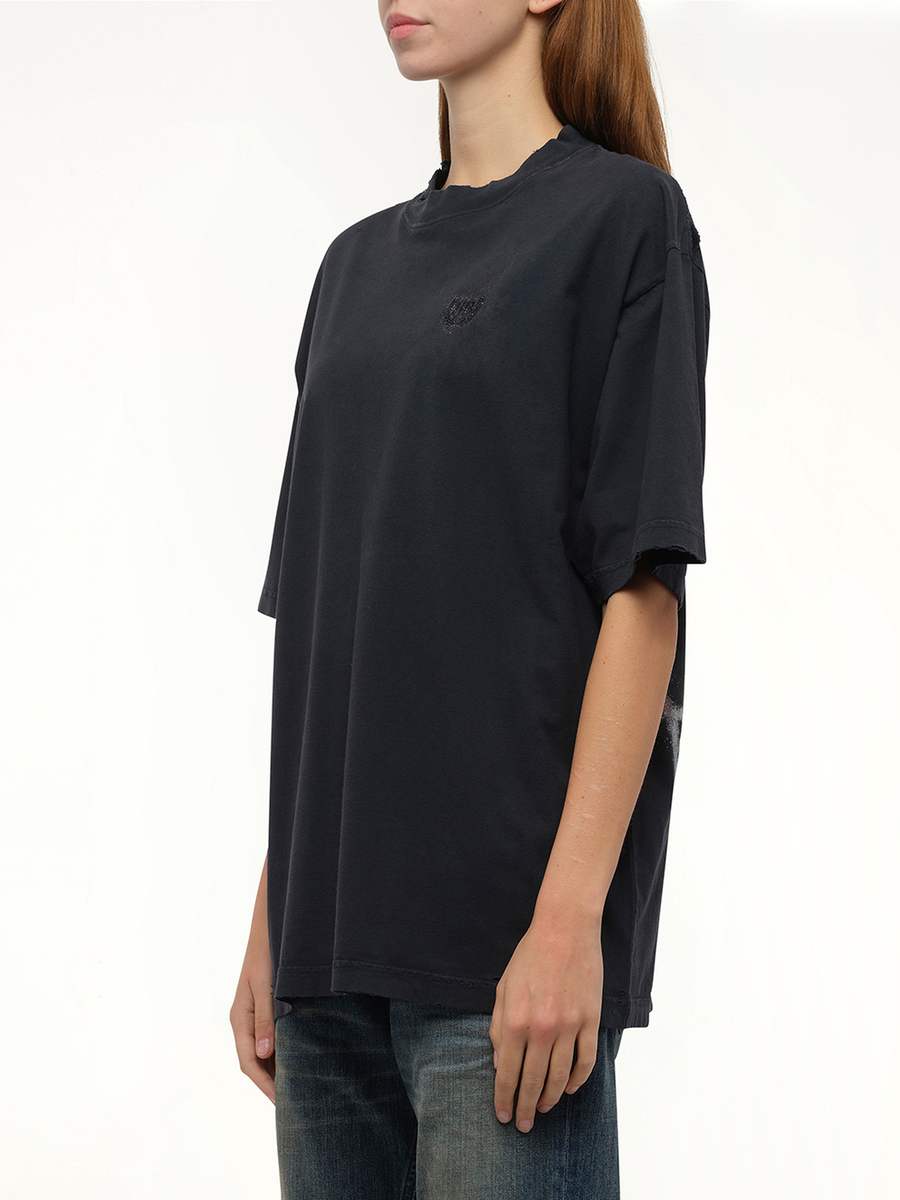 Balenciaga Nail Polish Medium Fit T-Shirt in Faded Washed Black