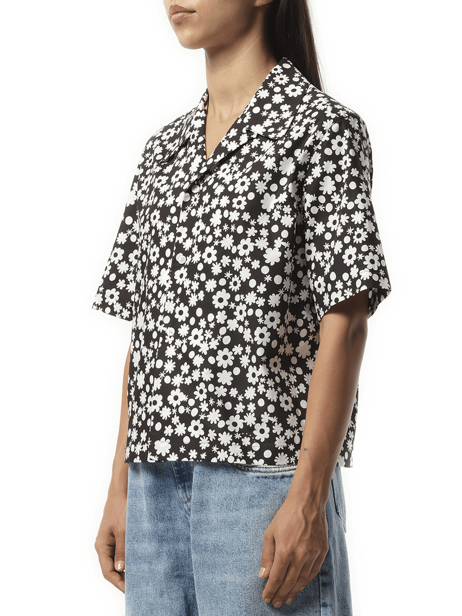 Marni Flower Print Short Sleeve Shirt in Black