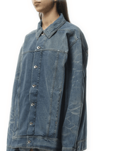 Rick Owens Drkshdw Jumbo Denim Worker Jacket in Washed Indigo