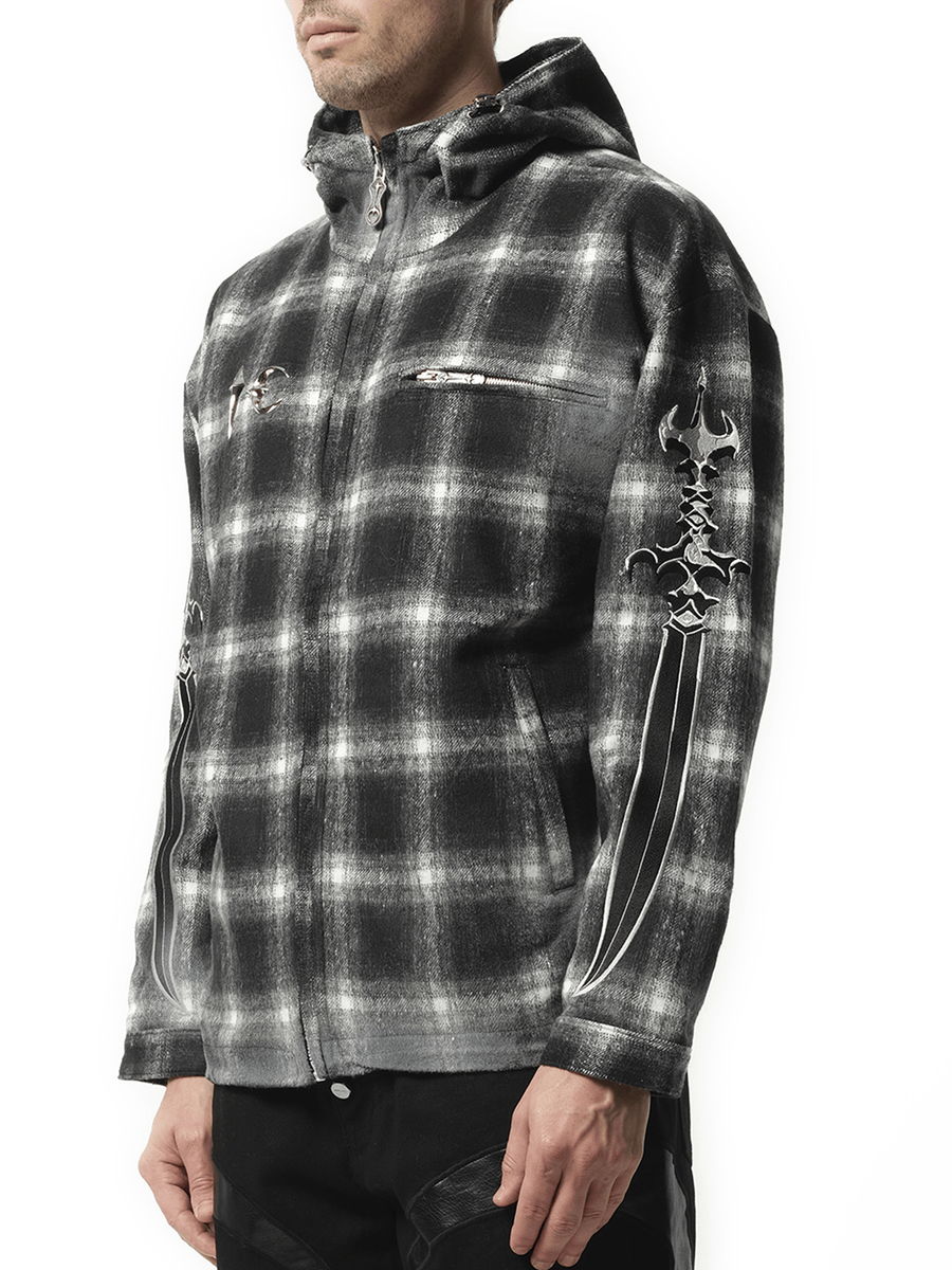 Thug Club Arab Sword Flannel Zip-up Jacket in Black