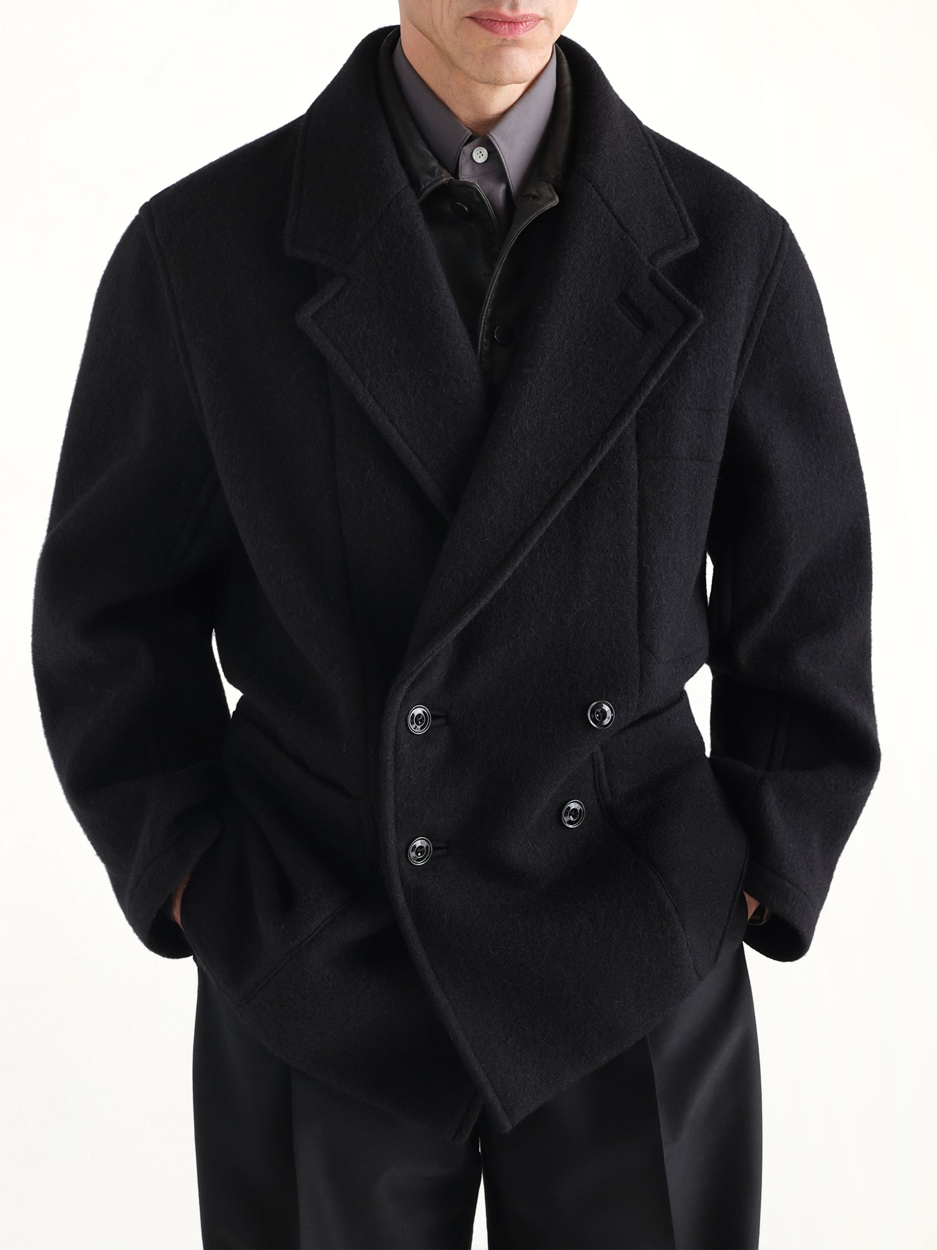 Short DB Coat in Black