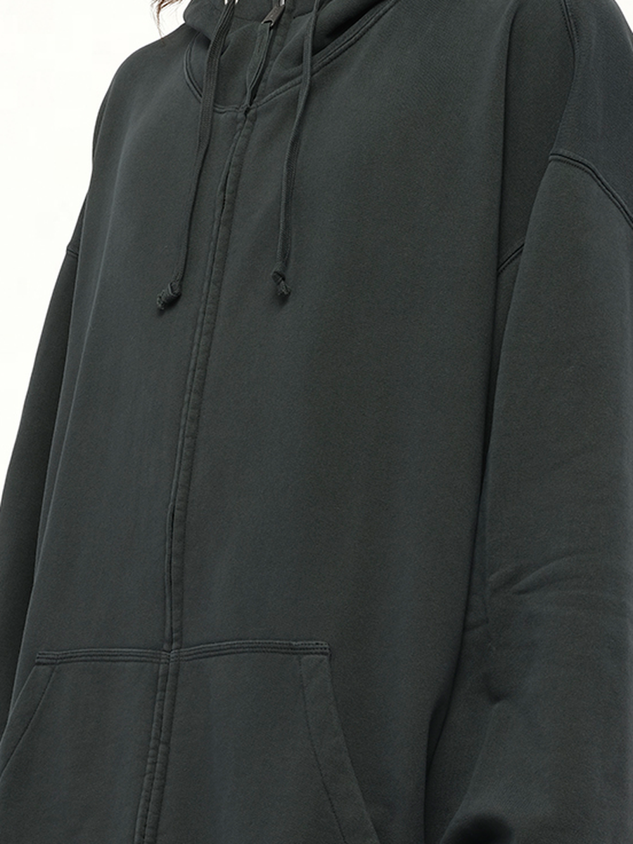 Number Zip Logo Hoodie in Black