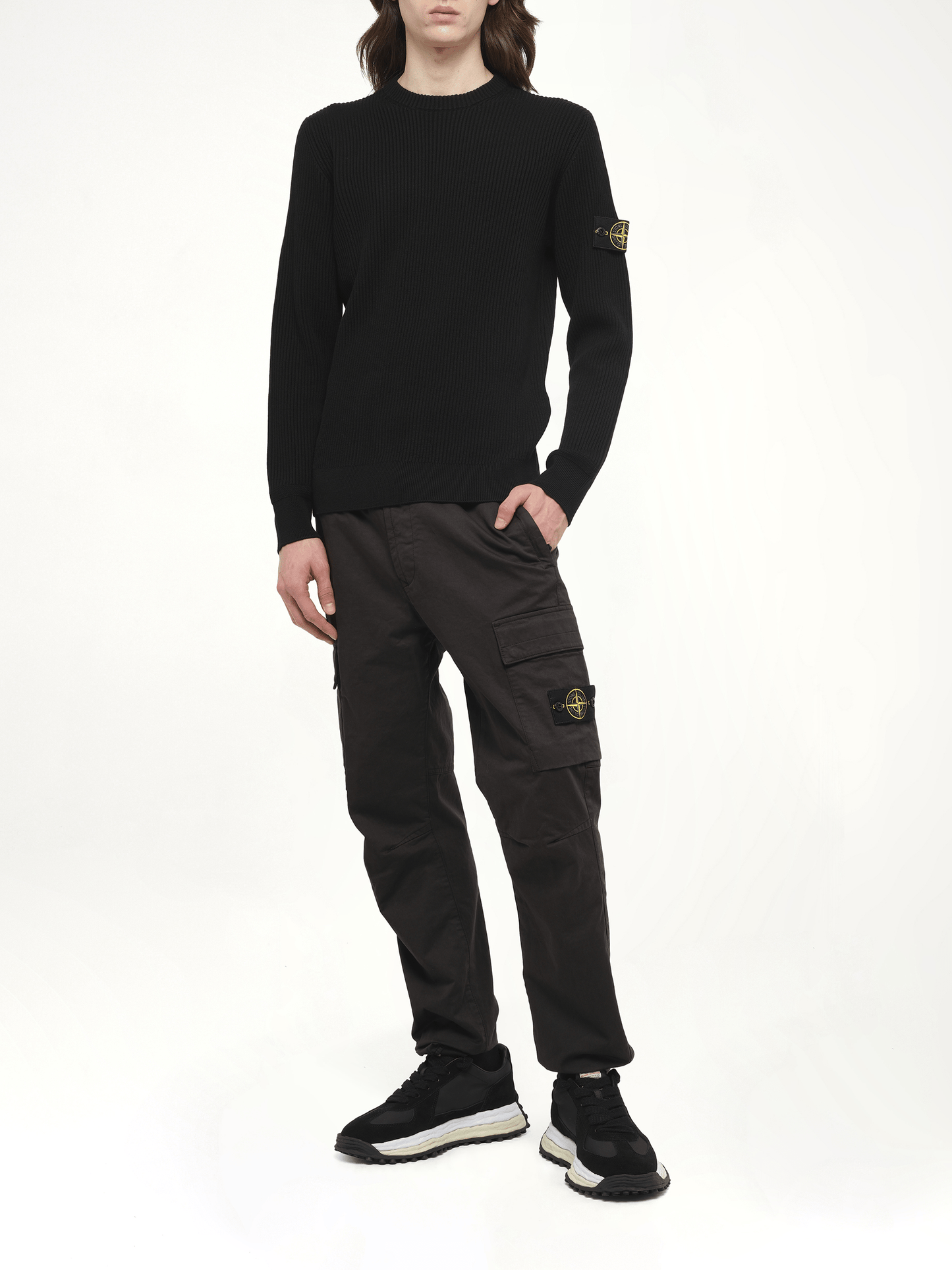 510005 Wool Crew Neck Sweater in Black