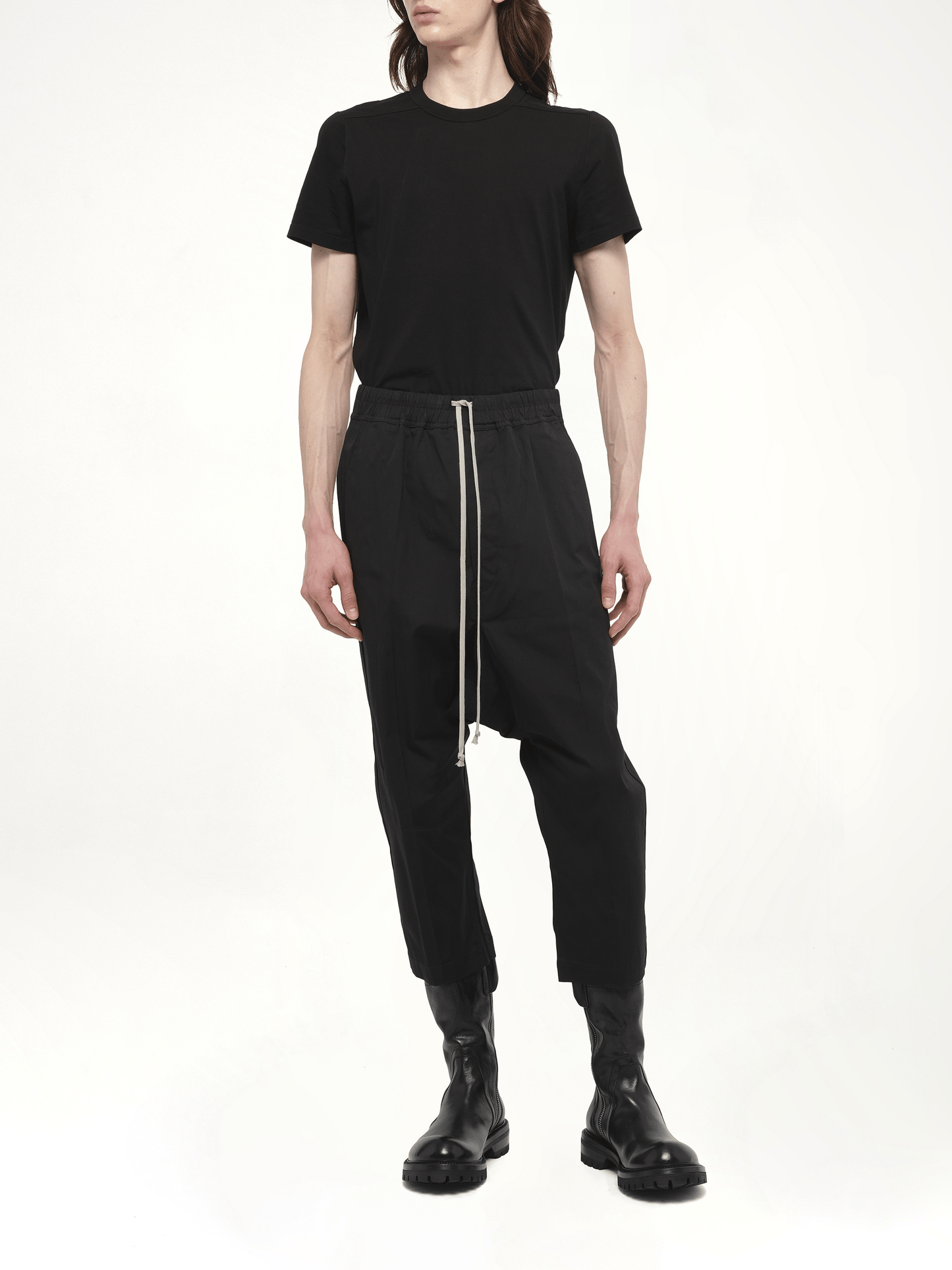 Drawstring Cropped Pants in Black