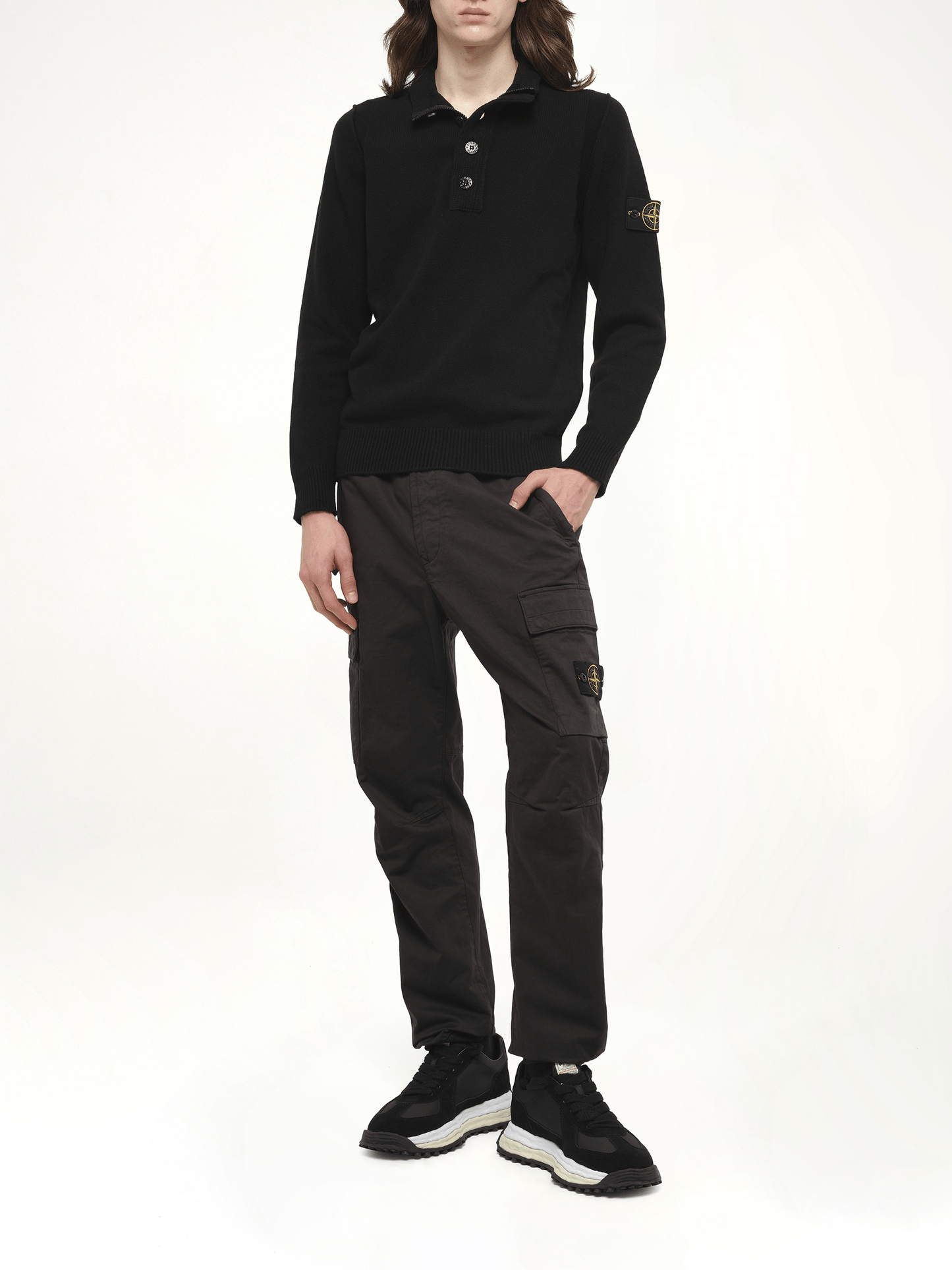 510004 Lambs Wool LS Polo in Black