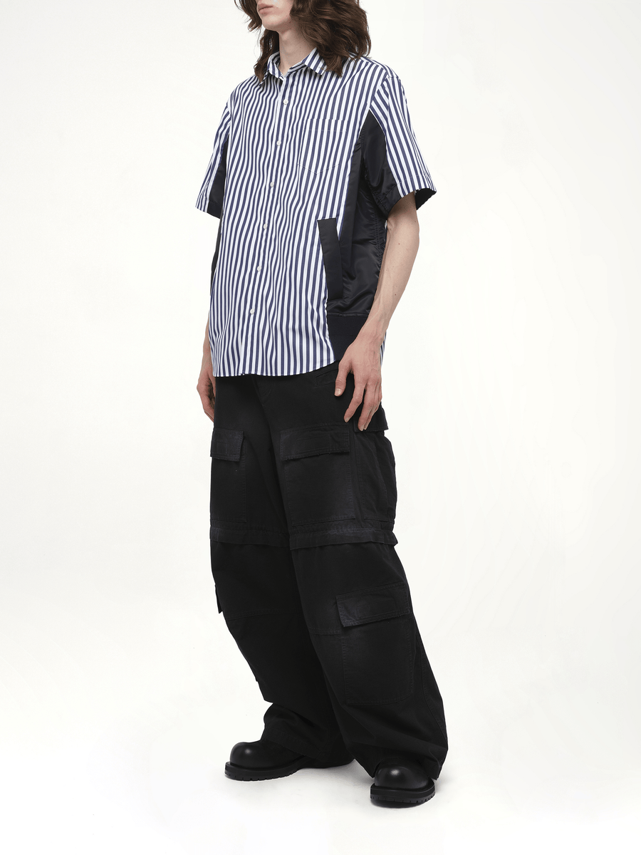 Cotton Poplin Shirt in Navy Stripe/Navy