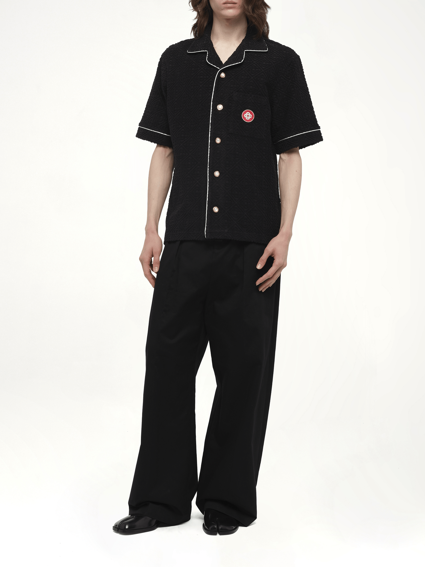 Towelling Monogram Shirt in Black