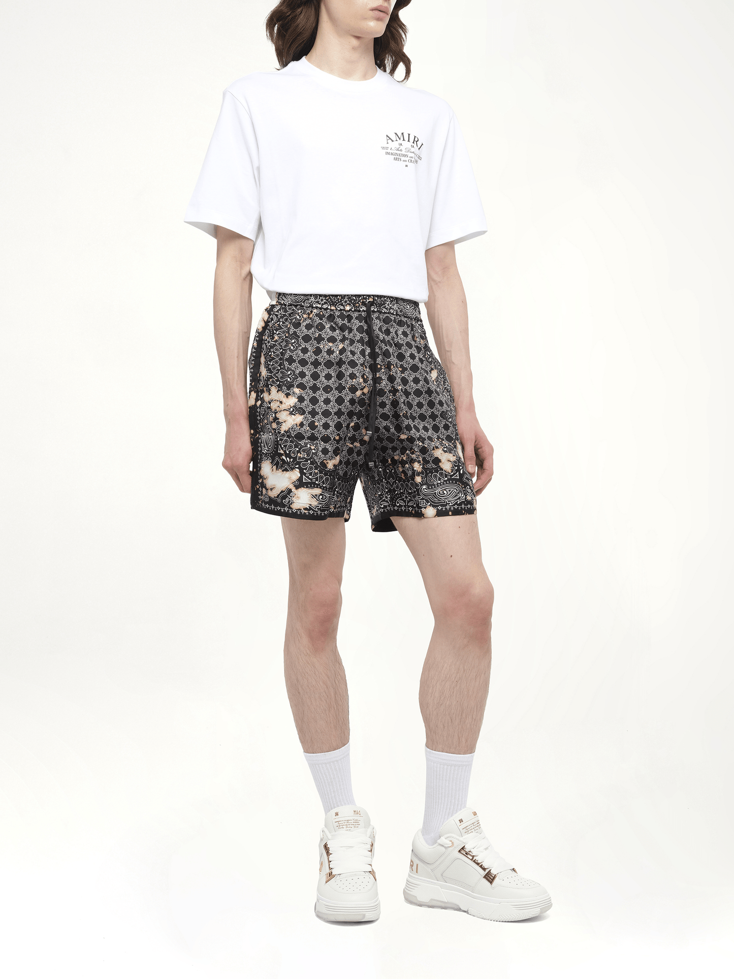 Bleach Bandana Silk Shorts in Black