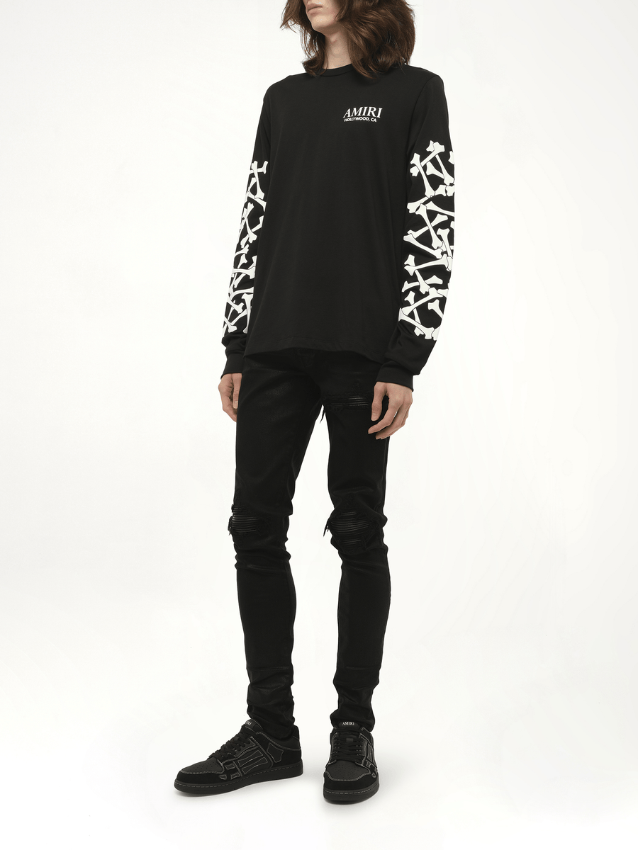 Bones Stacked L/S T-Shirt in Black