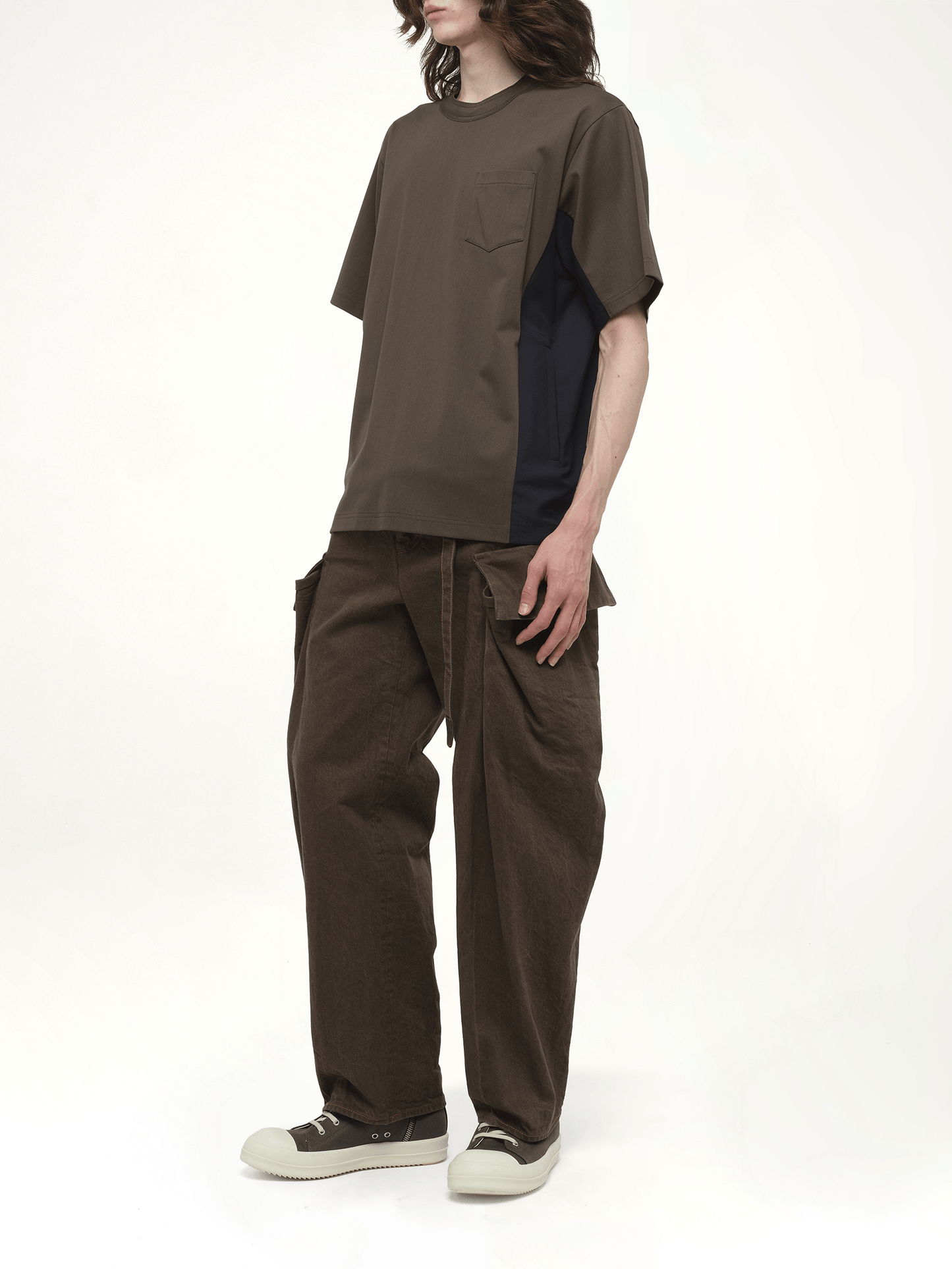 Suiting x Cotton Jersey T-Shirt in Khaki/Navy