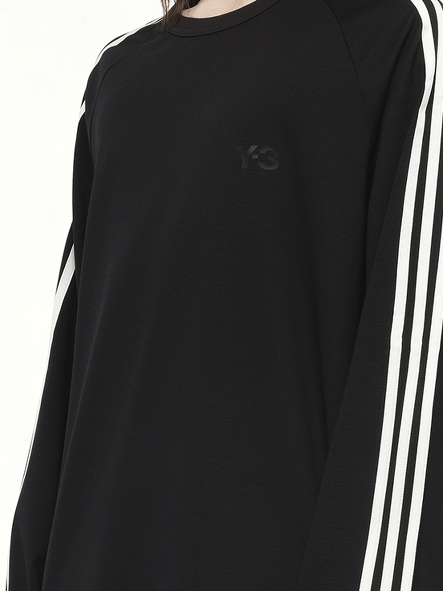 Wire Stripe Long Sleeve T-Shirt in Black