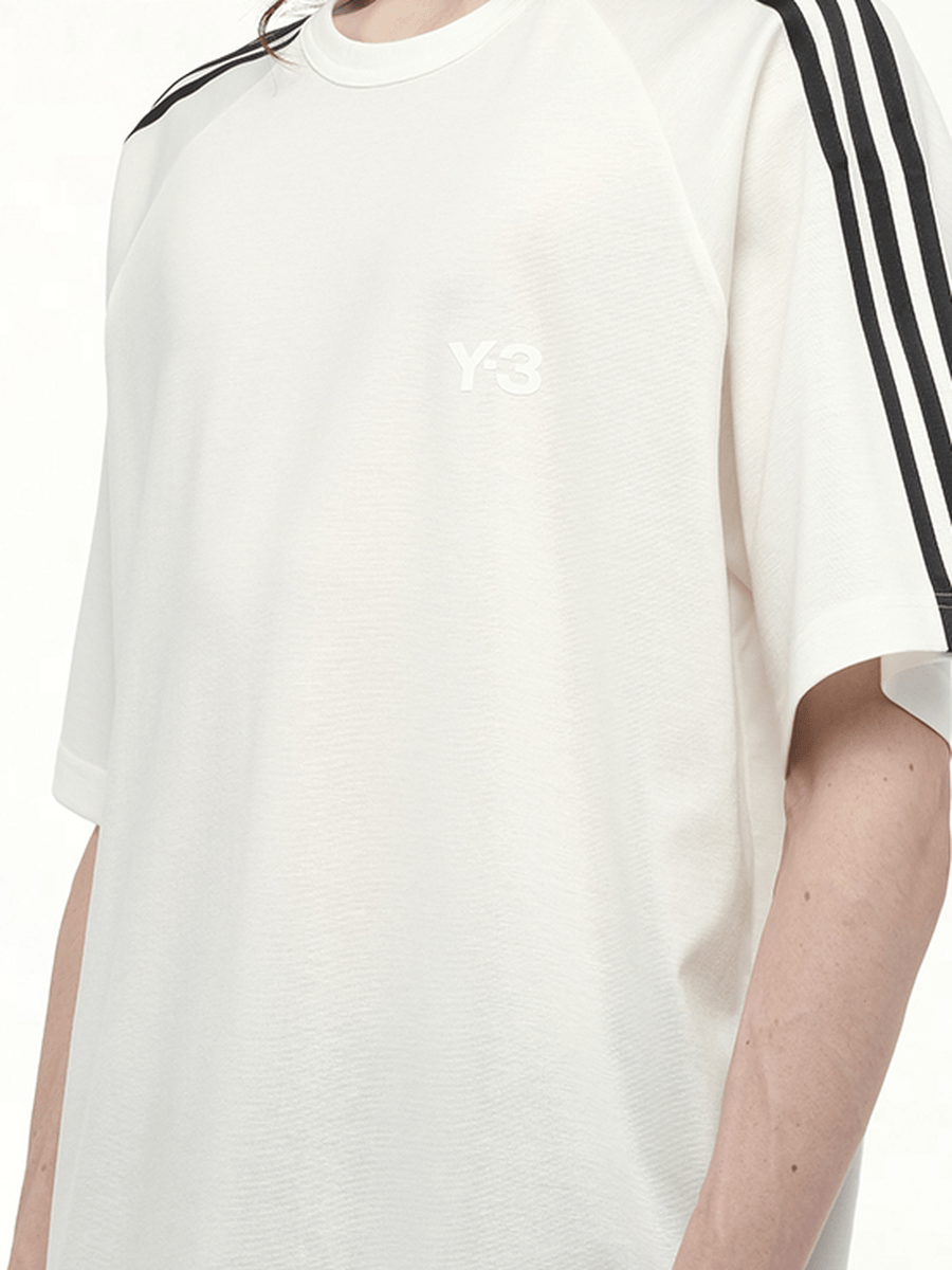 Wire Stripe Short Sleeve T-Shirt in White