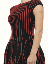 Knit Dress in Multi Black/Red